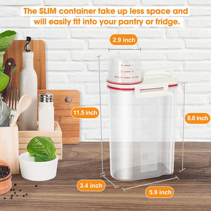 TBMax Rice Storage Container 2 Pack, Plastic Kitchen Pantry Food Storage Container with Cup, Small Pet Dog Cat Food Container Dispenser