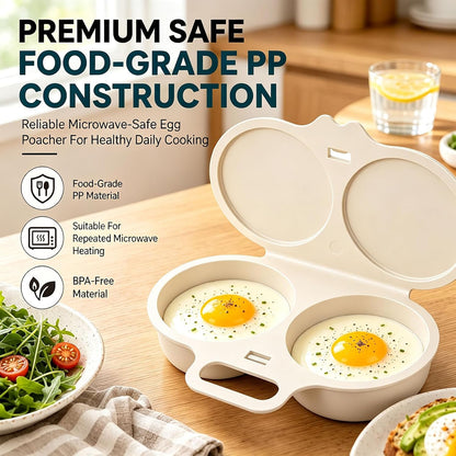 2Pcs Dual Cavity Microwave Egg Poacher, Microwave Egg Cooker for 2 Eggs