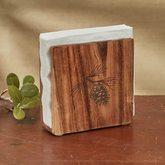 Park Designs Tree Tops Two Tier Napkin Holder, Lodge Metal Tiered Tabletop Storage, Cabin Dual Serving Caddy Organizer