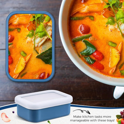 Nuogo 8 Pcs 1 Cup Silicone Freezer Containers with Lid Soup Freezer Molds Silicone Soup Containers Rectangle Trays Reusable Food Preserving Tray Ice Trays for Soups Sauces Stews(Green)