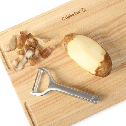 Calphalon Prime Straight Vegetable Peeler, Stainless Steel Peeler with Swivel Blade for Fruits & Vegetables, Weighted Handle for Control, Weighted Handle for Control