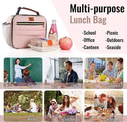 Genteen Lunch Box for Kids, Boys - Insulated Small LunchBox Reusable, Zip Closure & Buckle Handle, Portable Cooler for Work, School, Travel (Lake Green)
