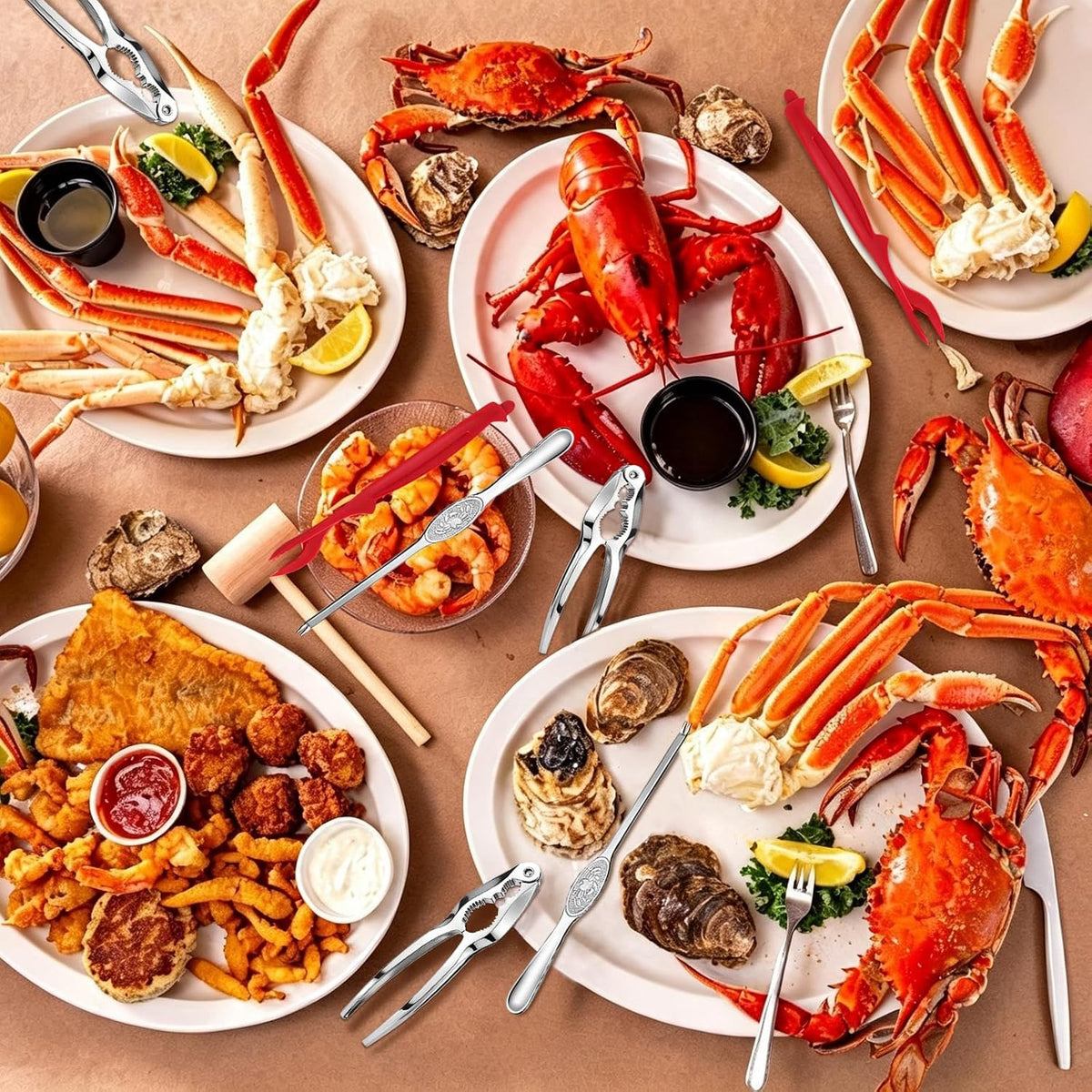 12 Pcs Crab Lobster Crackers And Picks Tools Nut Seafood Cracker Set