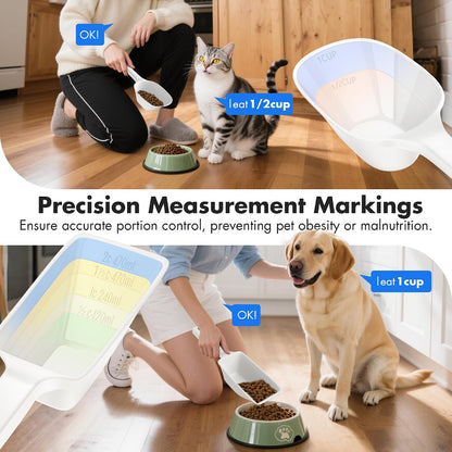 Food Scoop, Cup Capacity Dog Food Scooper With Measuring Lines For Dog, Puppy and Cat Coffee Bean Flour Scoop Set (Grey)