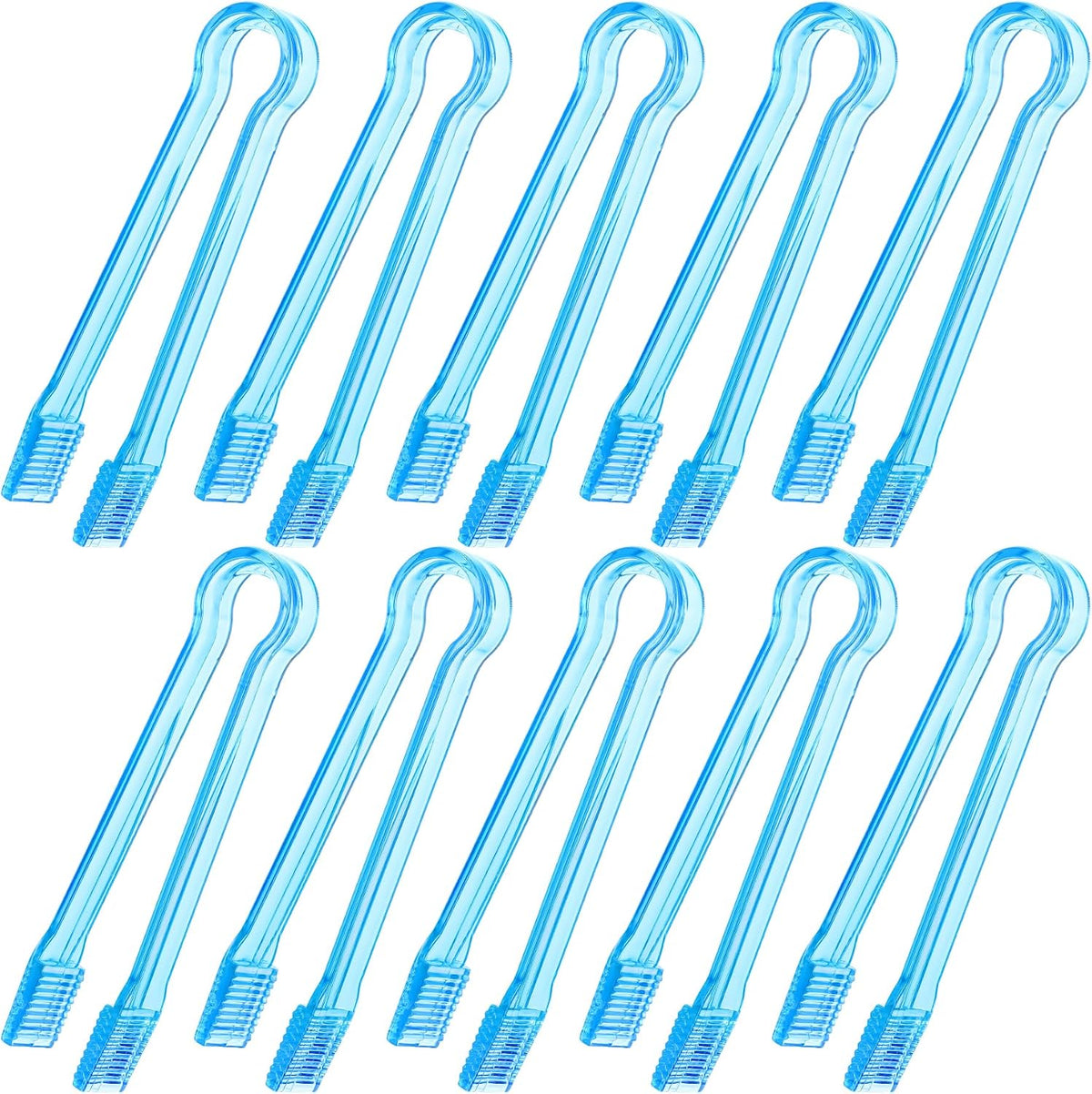 10 Pcs Plastic Buffet Serving Tongs, Clear Kitchen Tongs Mini Serving Utensil Tongs for Food Ice Salad Buffet Barbecue Cookies, 6.3 Inches