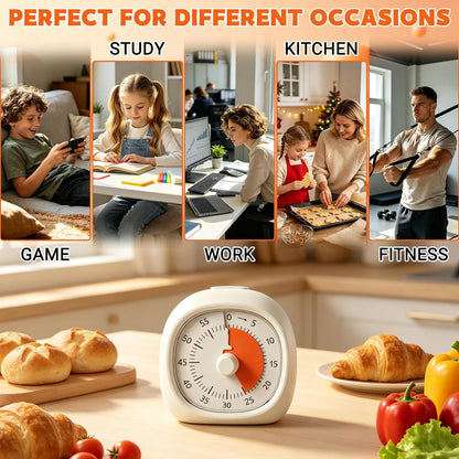 Visual Mechanical Timer, 60-Minute Wind Up Kitchen & Classroom Timer