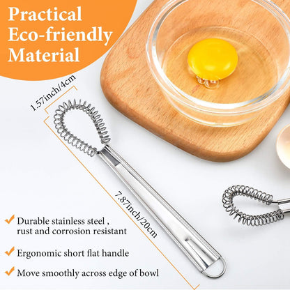 Boao 4 Pcs Mini Whisk Small Egg Beater Stainless Steel