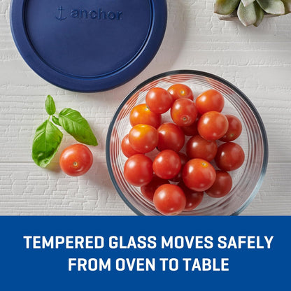 Anchor Hocking 2 Cup Glass Storage Containers with Lids, Set of 4 Glass Food Storage Containers with Mint SnugFit Lids