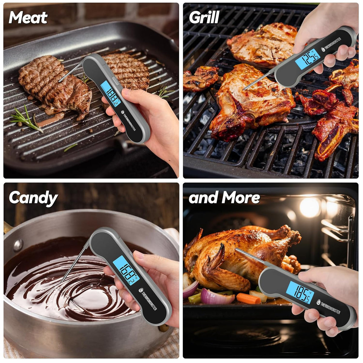 0.5 Sec Instant Read Meat Thermometer Digital for Cooking, Red