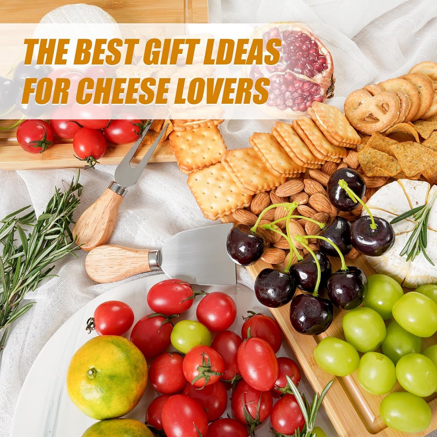 Charcuterie Boards Cheese Board Set, Small Charcuterie Board Bamboo Cheese Board with Slide-Out Drawer, House Warming Gifts New Home, Wedding Gifts for Couple, Bridal Shower Gift