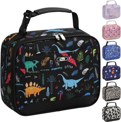 Lunch Box Kids Insulated Lunch Bag for Boys Girls Cute Reusable Lunch Tote Bag Waterproof Portable Thermal Lunch Box Kids for School Picnic Travel Black