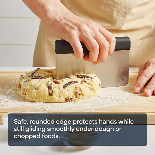 Misen Stainless Steel Bench Scraper - Versatile Food Scraper with Blue Handle - Ideal for Kitchen, Pastry & Dough - Durable Cutting Board Scraper Tool for Effortless Transfer into Pots & Pans - Blue