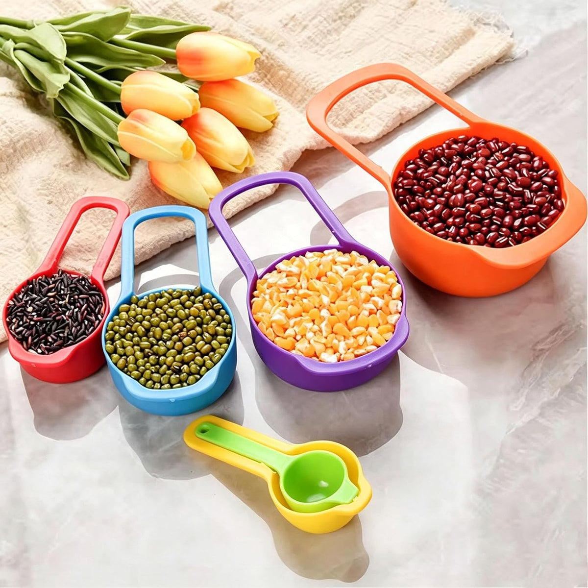 Mixing Bowls, Nesting Baking Bowls with Colander & Fine Mesh (Wheat-10PCS)