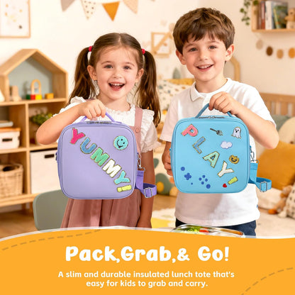 Reusable Insulated Lunch Bag for Kids Teens & Adults with Adjustable Shoulder Strap - Large Durable Lunch Bag Tote for School Travel Picnic Work - Leakproof Design Lunch Carrier (Black -3D Dinosaur)