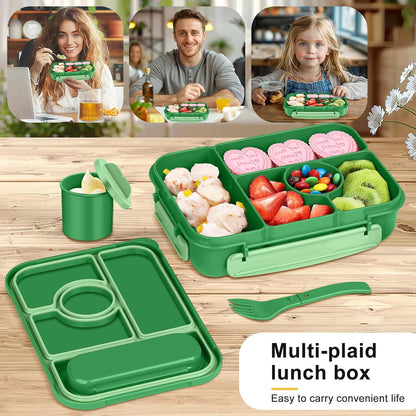 Amathley Bento Box Adult Lunch Box Kids,Lunch Containers for Adults/Kids/Toddler,5 Compartments Bento Lunch Box with Sauce Vontainers,Microwave & Dishwasher & Freezer Safe,BPA-Free (Blue)