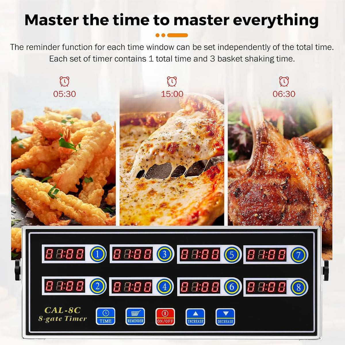 BEAMNOVA 8-Channel Digital Kitchen Timer, Commercial Timer for Restaurant