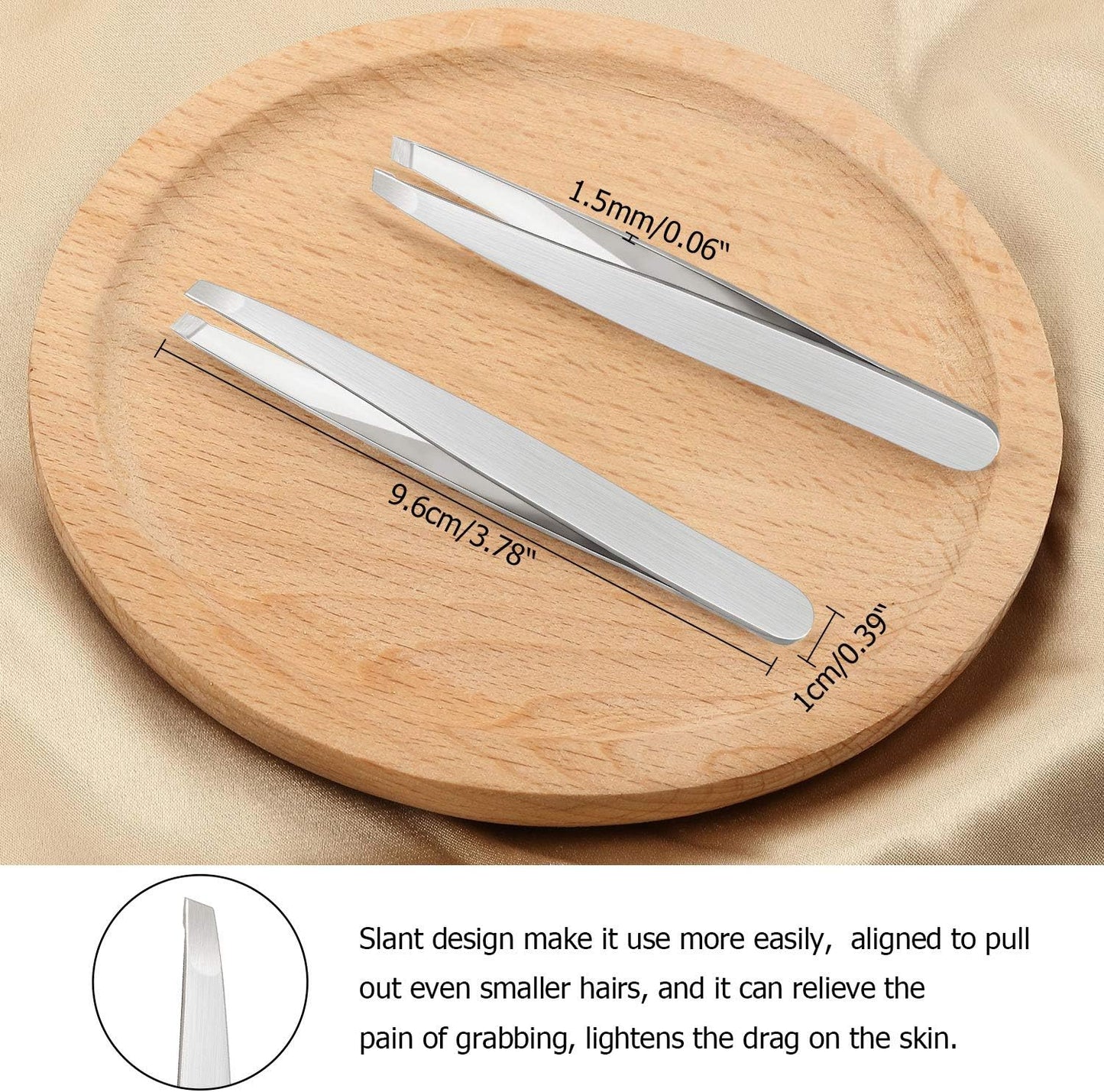 Mudder 12 Pcs Eyebrow Tweezers Set for Facial Hair Stainless Steel Slanted Tip Tweezers in Bulk for Men and Women(Silver)