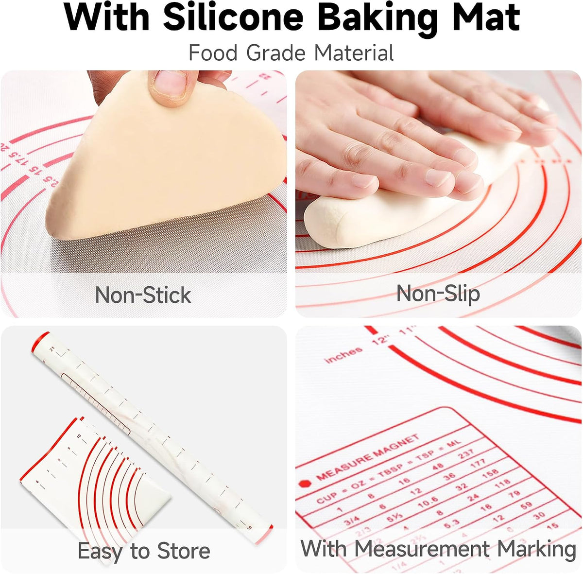 Vakoo Rolling Pin with Thickness Rings for Baking