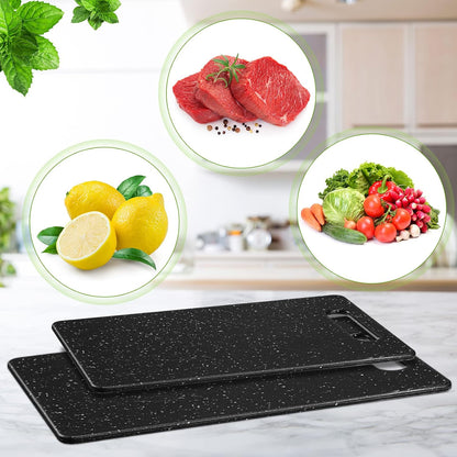 Lounsweer 2 Pcs Small Cutting Board for Kitchen Mini Plastic Cutting Board Set Bar Dishwasher Safe Granite Color Food for Camping Food Fruits Prep Vegetables Easy Grip(6" x 10",White)