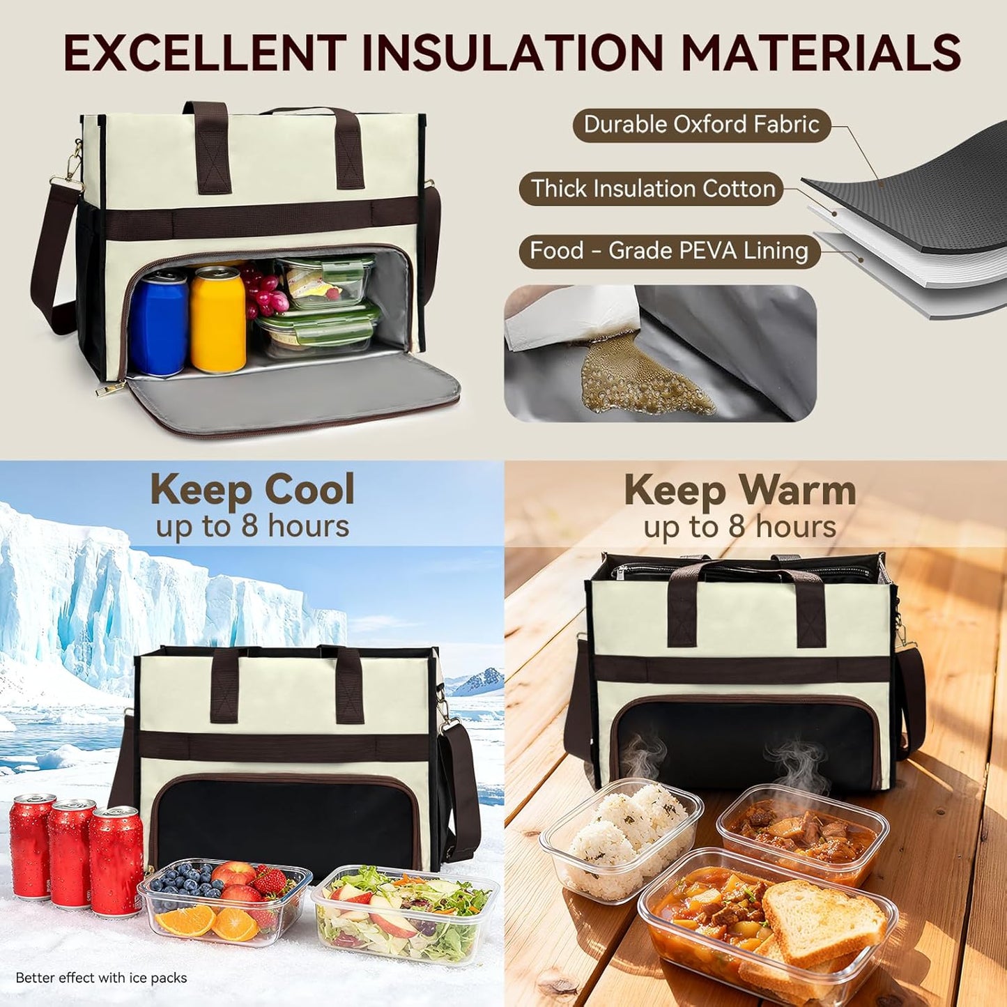 PASMAN Insulated Lunch Bag for Women, 15.6" Laptop Tote with Leakproof Cooler Compartment for Nurse Teacher Work Office and Outdoor