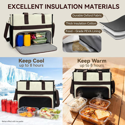 PASMAN Insulated Lunch Bag for Women, 15.6" Laptop Tote with Leakproof Cooler Compartment for Nurse Teacher Work Office and Outdoor
