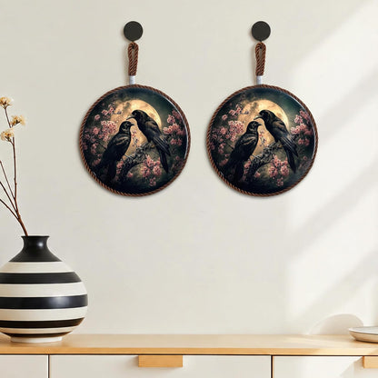 Moody Gothic Raven Floral Ceramic Trivets for Hot Dishes