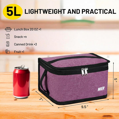 MIER Small Lunch Bag for Kids & Adults Compact Insulated Lunch Box Portable Thermal Mini Cooler for Work School Travel, Bluesteel