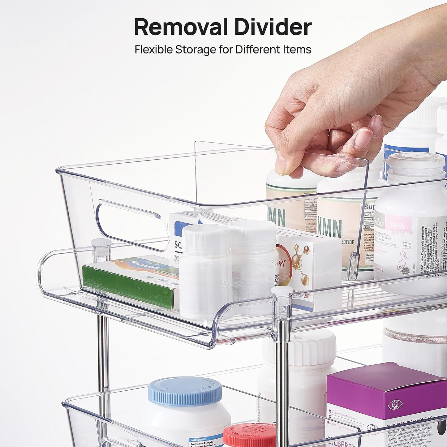 Vtopmart 4 Pack Bathroom Under Sink Organizers Organizer, 2 Tier Clear Pull-Out Organization (S-Standard)