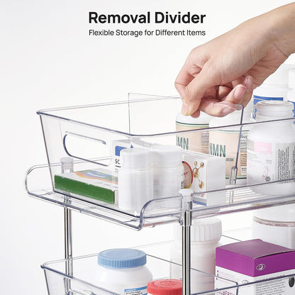 Vtopmart 4 Pack Bathroom Under Sink Organizers Organizer, 2 Tier Clear Pull-Out Organization (S-Standard)
