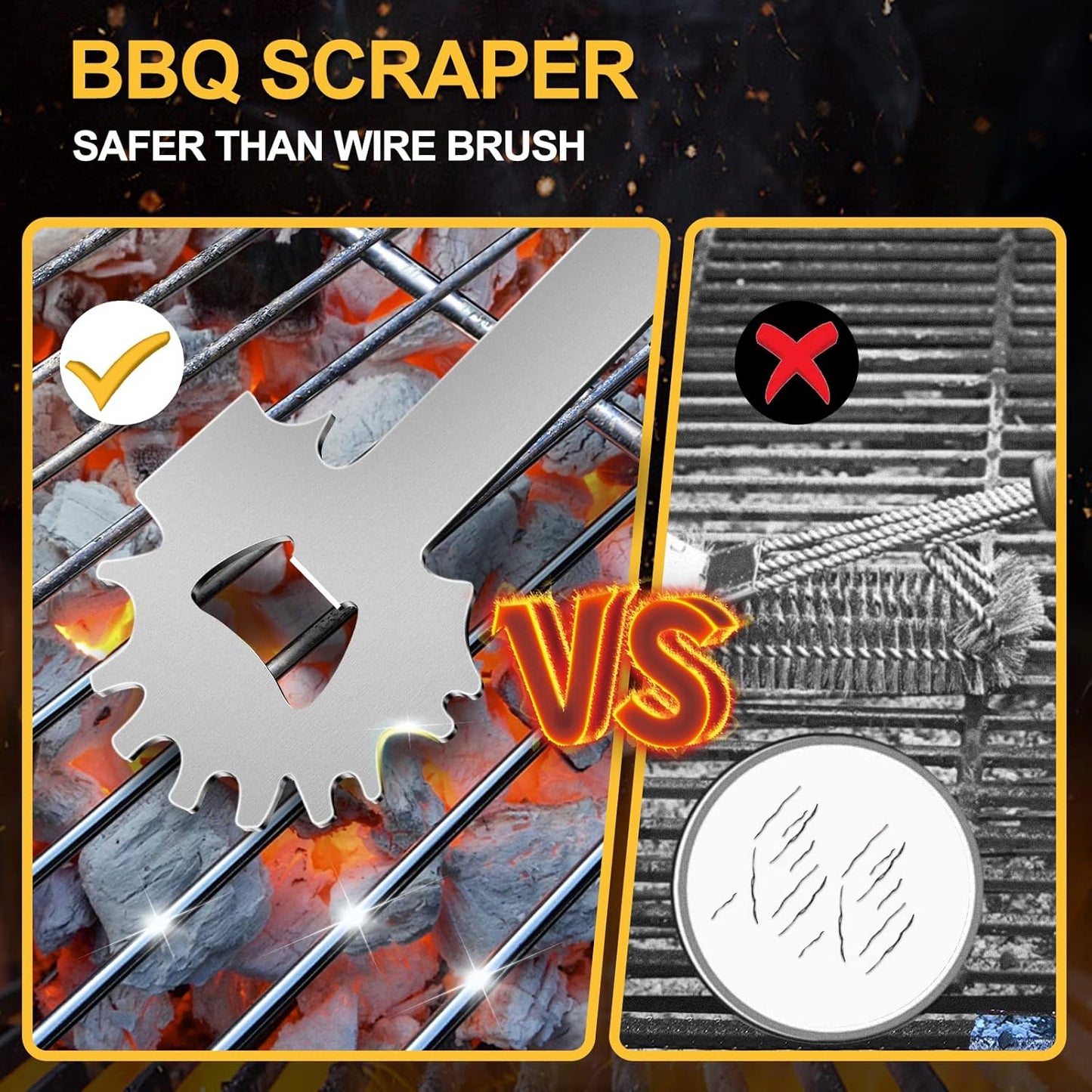 BBQ Grill Scraper, Stocking Stuffers for Men, Bristlefree Safe BBQ Scraper Fits Any Grilling Grate or Smoker Cleaning Tool and Kitchen Gadgets,Ideal Gifts for Christmas Men Dad Husband Fathers Day…