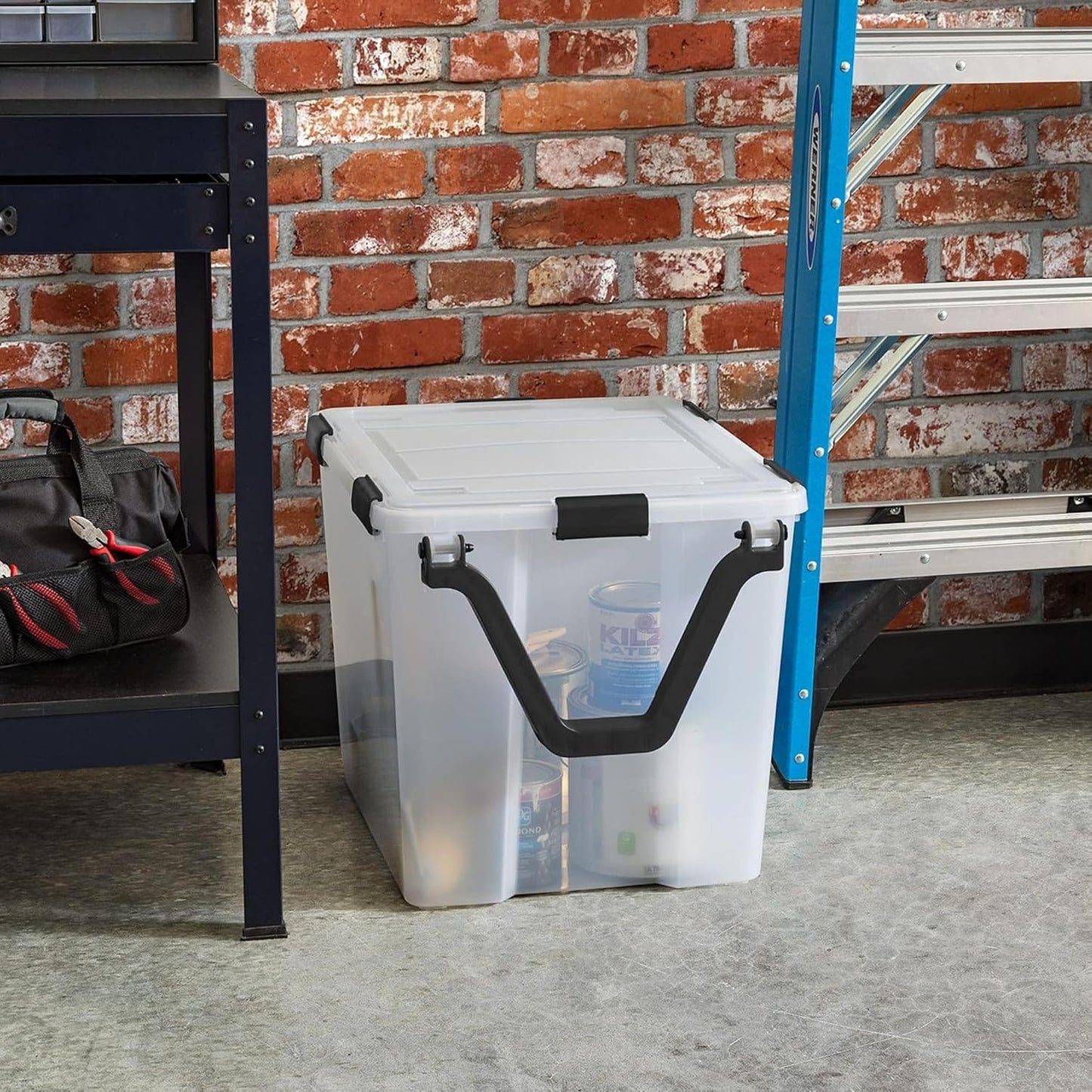 IRIS USA Storage Bins with Lids, WeatherPro Wheeled 106 Qt, Plastic, 3 Pack | Weather-tight gasket, wheels, and secure latches protect camping gear, tools, holiday décor, clothing, and documents.