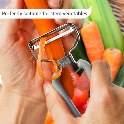 Lurch Germany Julienne Vegetable Y Peeler 5.1 x 2.3 Inches / 13 cm x 6 cm | Stainless Steel Cutter & Slicer for Carrot, Potato & Apple | Veggie Zoodles Maker | Non-slip Comfortable Handle - Black