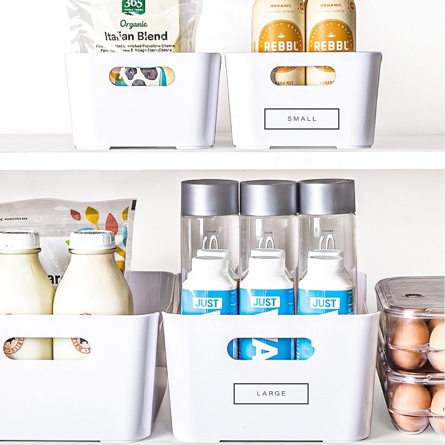 BINO | Plastic Storage Bins, Large - 2 Pack, Clear | THE SOHO COLLECTION | Pantry Organizers and Storage Containers | Fridge Organizer Bins | Kitchen Cabinet Organizer | Medicine Cabinet Bin
