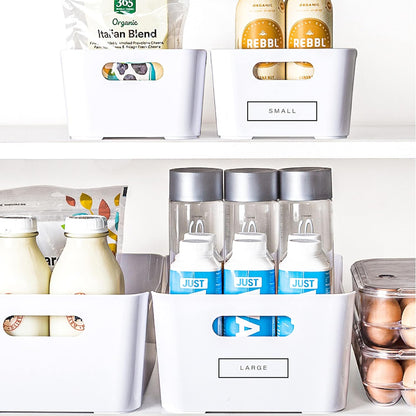 BINO | Plastic Storage Bins, Large - 2 Pack, Clear | THE SOHO COLLECTION | Pantry Organizers and Storage Containers | Fridge Organizer Bins | Kitchen Cabinet Organizer | Medicine Cabinet Bin