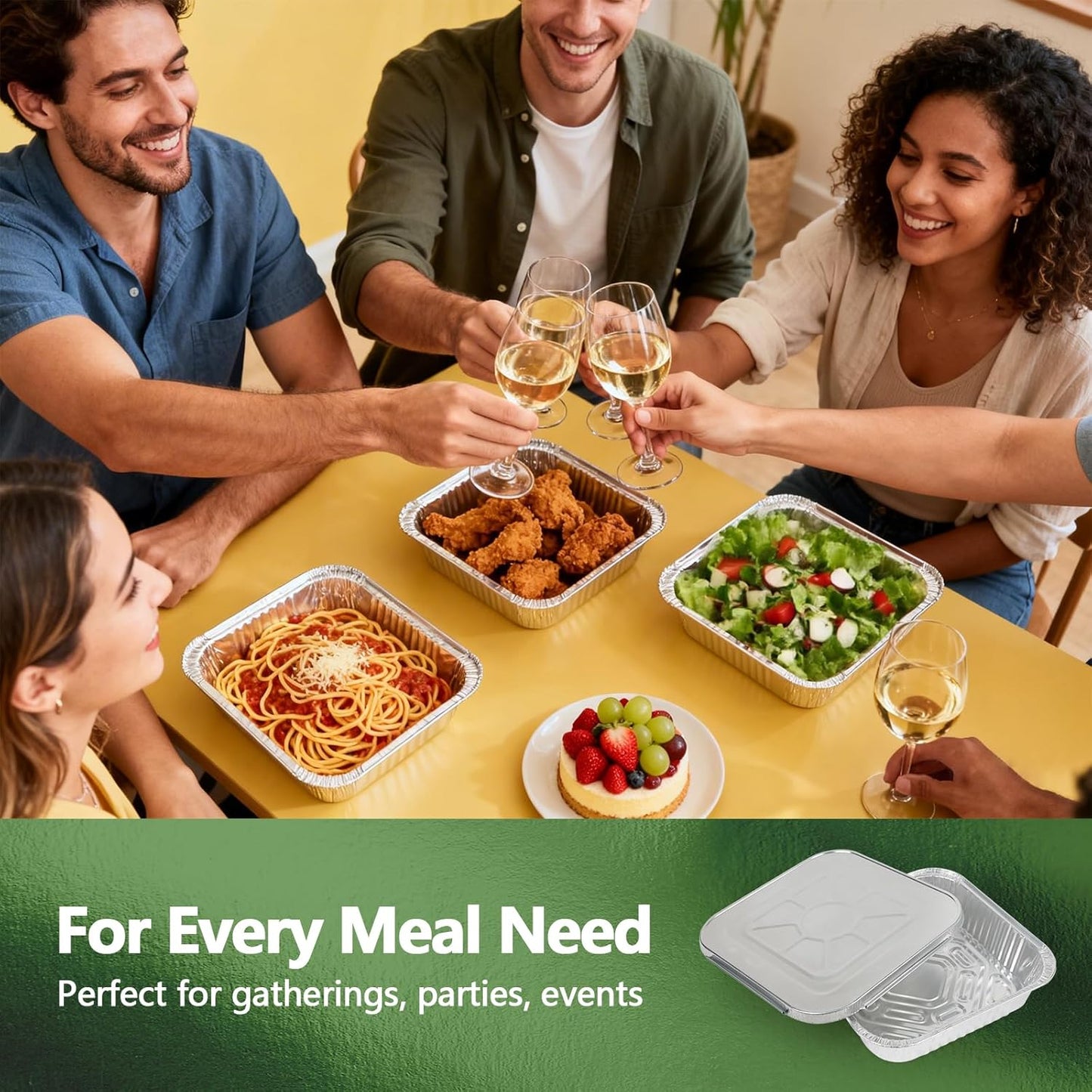 Thickened 35 Pack Heavy Duty Aluminum Pans, 8x8 Small Disposable Aluminum Baking Pans, Square Tin Foil Roasting Tray for Cooking, Meal Prep, Catering, Events, Carton Packaging