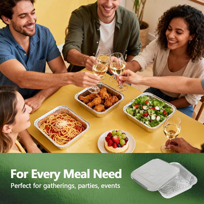 Thickened 35 Pack Heavy Duty Aluminum Pans, 8x8 Small Disposable Aluminum Baking Pans, Square Tin Foil Roasting Tray for Cooking, Meal Prep, Catering, Events, Carton Packaging