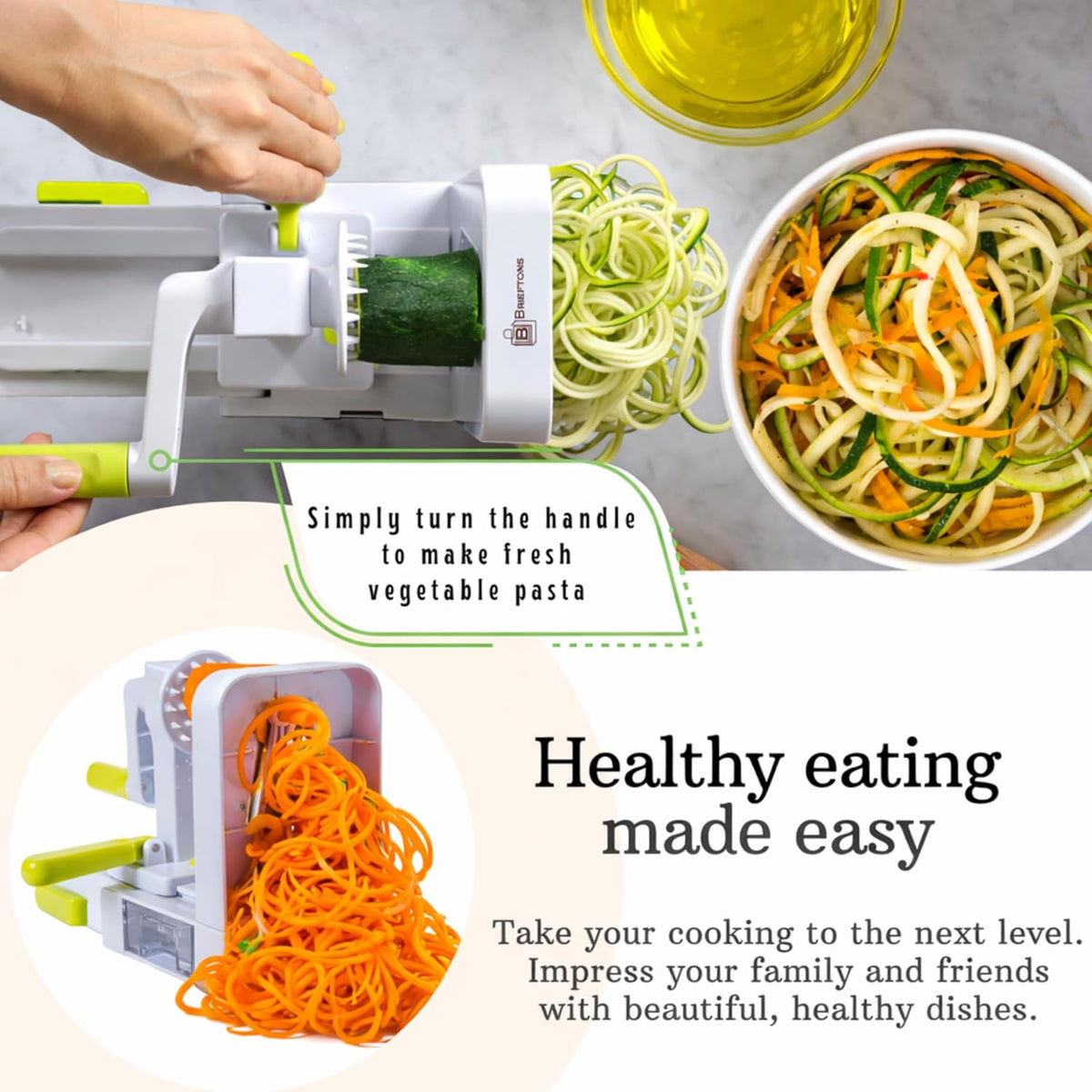 Brieftons QuickFold 5-Blade Foldable Vegetable Spiralizer and Zoodle Maker