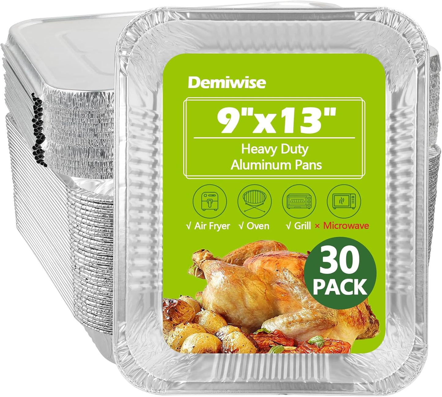 Thickened 35 Pack Heavy Duty Aluminum Pans, 8x8 Small Disposable Aluminum Baking Pans, Square Tin Foil Roasting Tray for Cooking, Meal Prep, Catering, Events, Carton Packaging