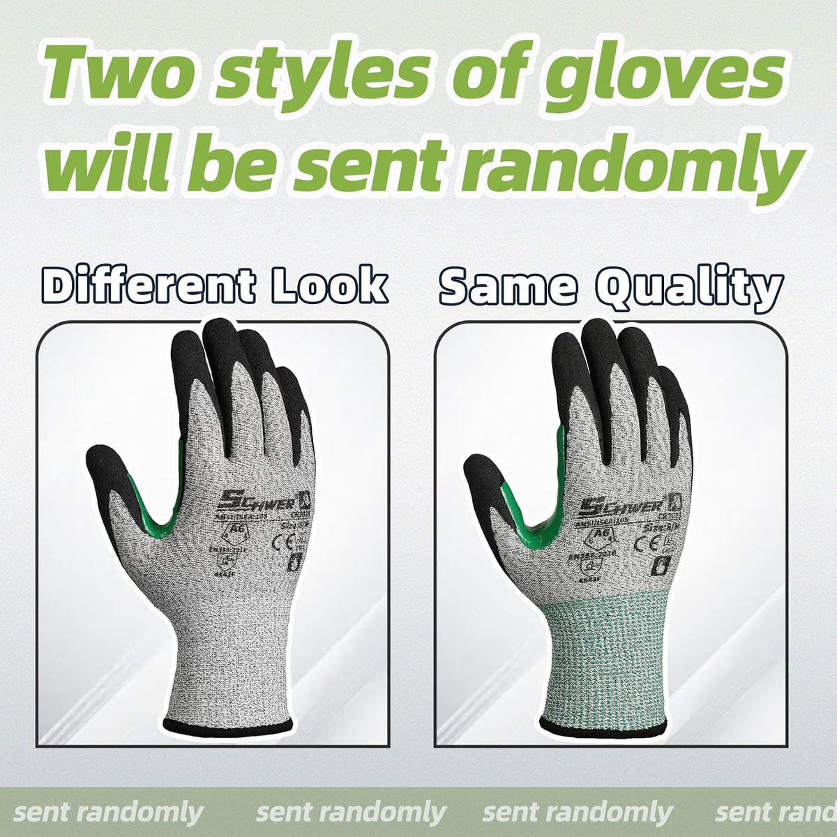 Schwer 2 Pairs A7 Cut Resistant Work Gloves, Touchscreen, CR3027, L