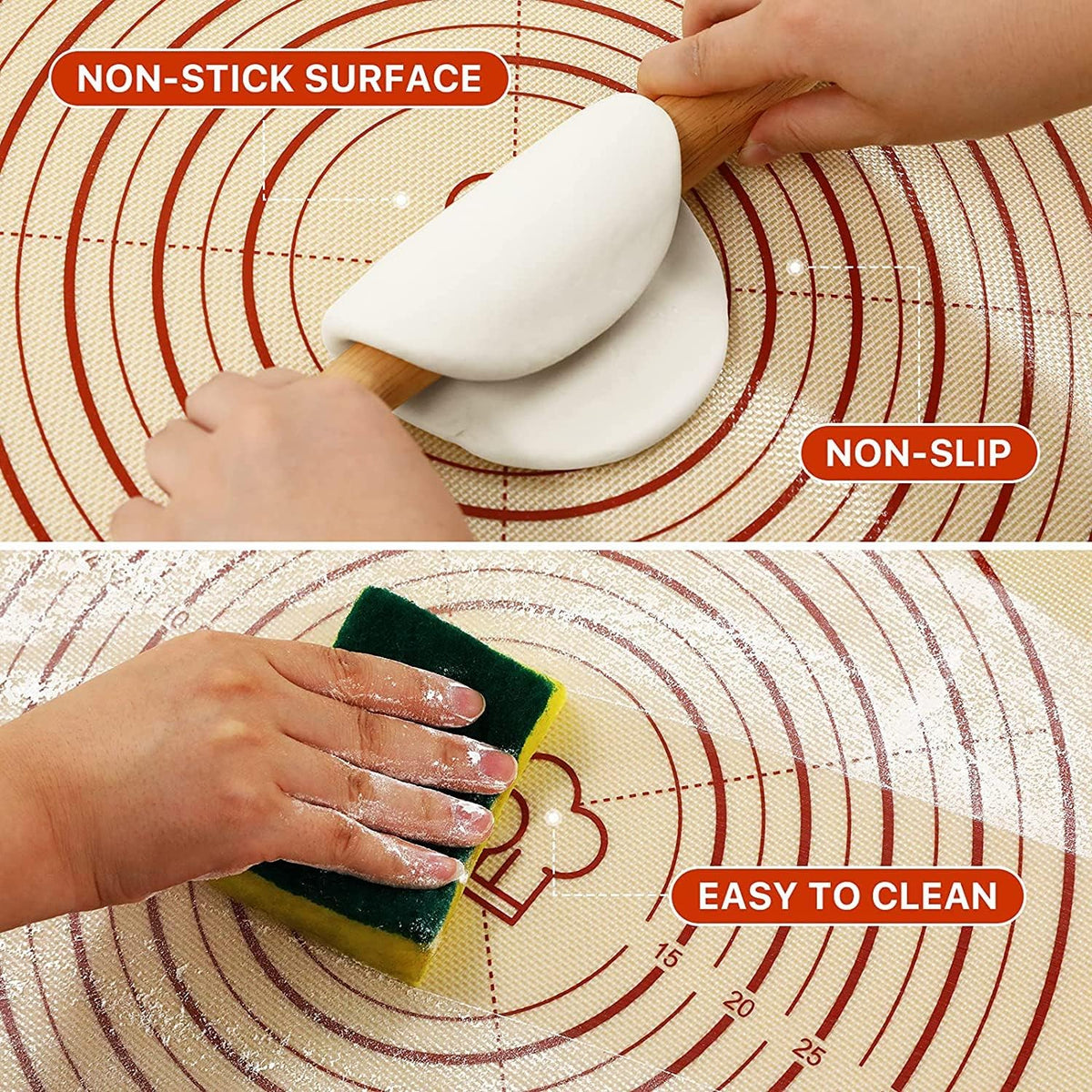 DANIA & DEAN Mom Theme 26"x16" Extra Thick Silicone Baking Mat for Pastry