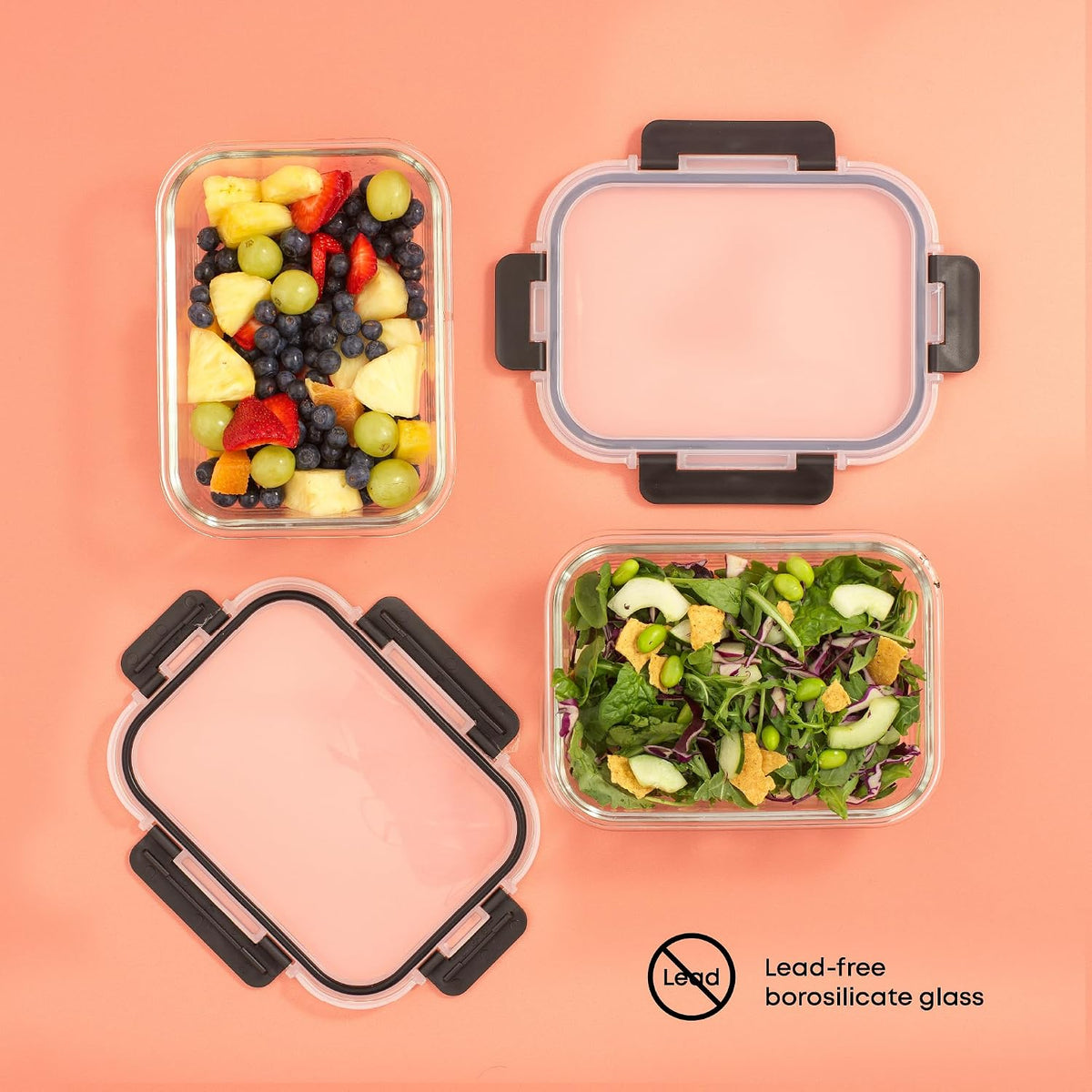 JoyJolt Glass Food Storage Containers with Lids. 5 Pack Glass Meal Prep Containers Reusable 35oz Single Compartment Airtight Container Set. Lunch Containers for Adults and Kitchen Storage Containers