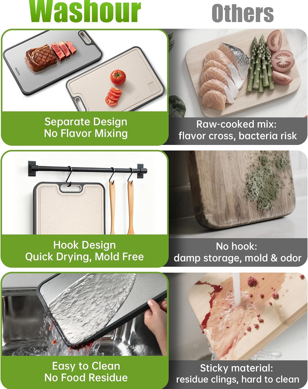 Titanium Cutting Boards for Kitchen, Non Toxic 2-in-1 Cutting Board Double Sided, Food Grade Chopping Boards for Fresh Meat Vegetable, Easy to Clean Large Size 16”×11”