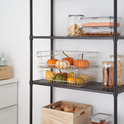 TRINITY 2-Pack Stackable Metal Wire Storage Baskets With Handles, EcoStorage Chrome, 11 Inches
