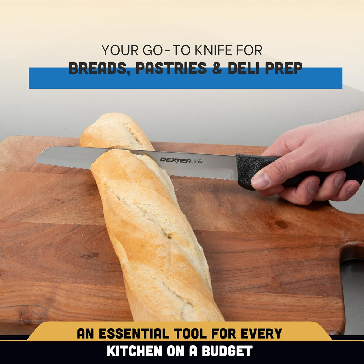 Dexter Russell P94803 BASICS 8" Scalloped Bread Knife, Serrated Blade