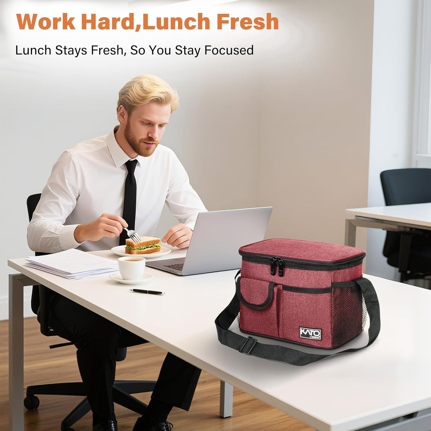 Tirrinia Insulated Lunch Bag for Women Men, Leakproof Lunch Box Containers for Adult, Work, School, Soft Lunchbox for Kids,Boys, Adult Cooler Bag for Picnic Hiking Beach,Charcoal