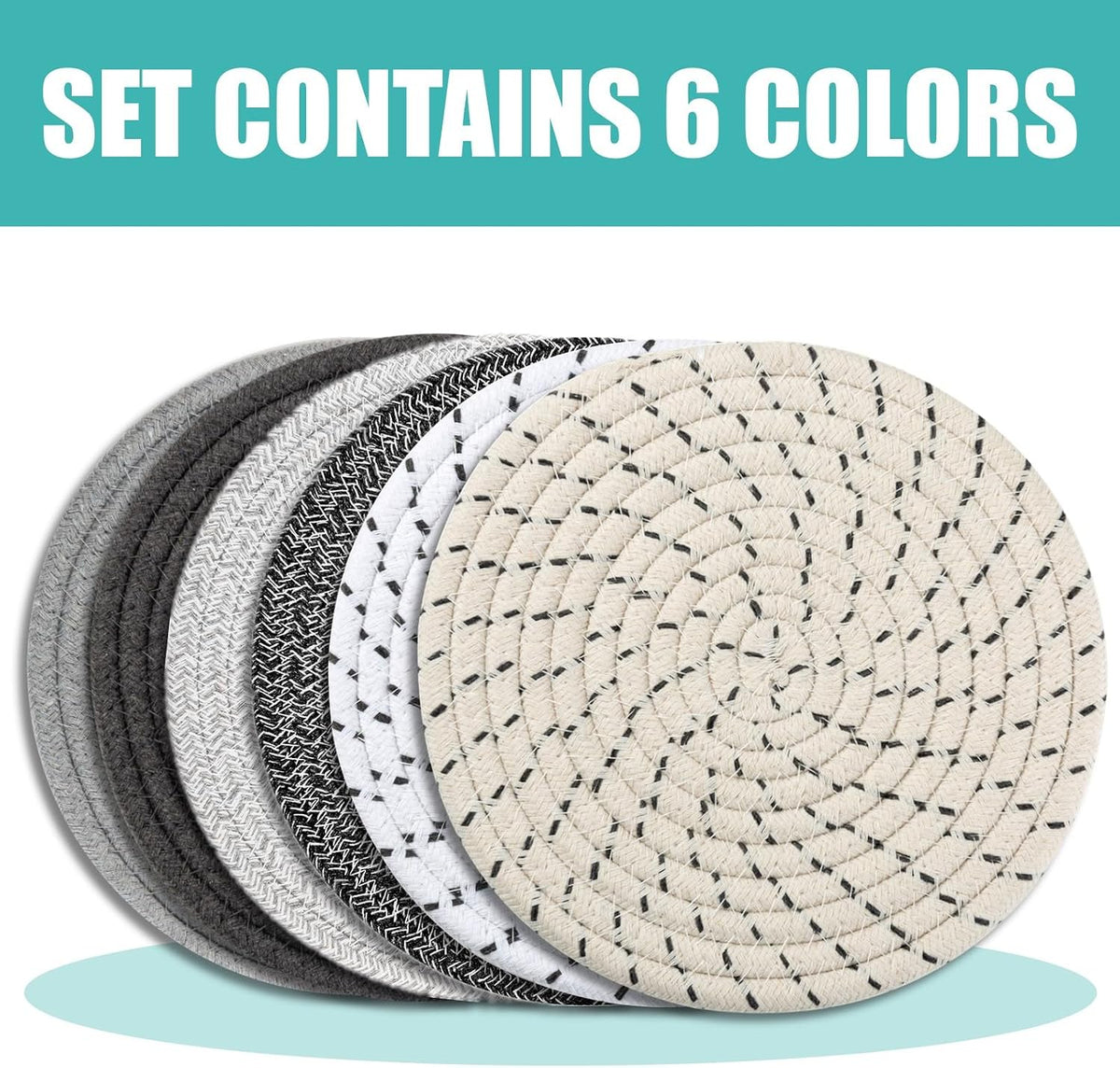 Trivets for Hot Dishes, Pots and Pans, 8 Inches Hot Pads 5 Pcs, Pot Holders for Kitchen, Heat Resistant Mat Protect Counter, Coasters Set Home Essentials Farmhouse Decor (Brown)