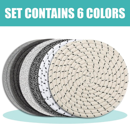 Trivets for Hot Dishes, Pots and Pans, 8 Inches Hot Pads 5 Pcs, Pot Holders for Kitchen, Heat Resistant Mat Protect Counter, Coasters Set Home Essentials Farmhouse Decor (Brown)