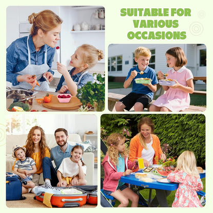 Kids Stainless Steel Bento Box, 3 Compartments Leakproof Lunch Box, Portable Food Storage Containers with Silicone Lids BPA-Free for Office, Picnics, Travel, Blue