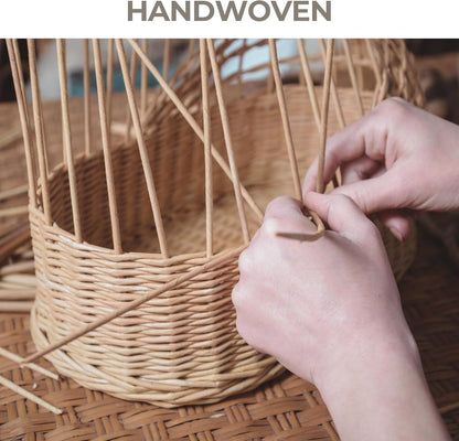 GRANNY SAYS Wicker Storage Baskets for Shelves, Water Hyacinth Basket with Scalloped Edge, Storage Wicker Baskets for Pantry, Large, 2-Pack
