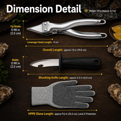 Oyster Shucker Machine Kit with 2 Knives & Cut-Resistant Gloves